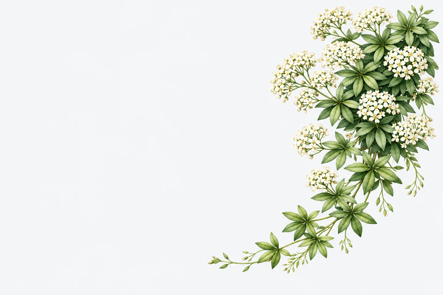 Sweet woodruff foliage with small white flowers